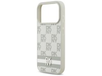 Capa DKNY Xadrez com Listras Estampadas para iPhone 17 Pro - Bege Capa DKNY Xadrez com Listras Estampadas para iPhone 17 Pro - Bege
