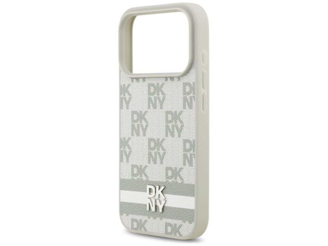 Capa DKNY Xadrez com Listras Estampadas para iPhone 17 Pro - Bege