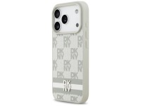 Capa DKNY Xadrez com Listras Estampadas para iPhone 17 Pro - Bege Capa DKNY Xadrez com Listras Estampadas para iPhone 17 Pro - Bege