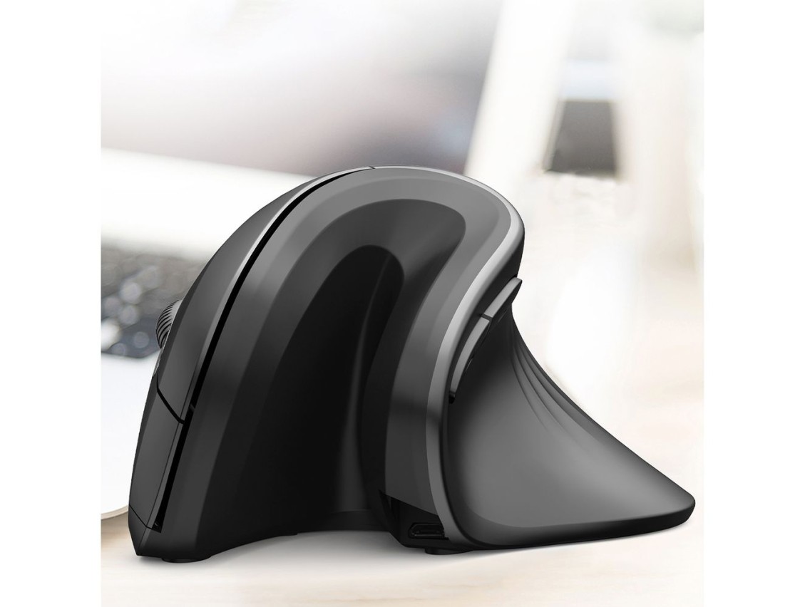Mouse vertical ergonômico sem fio Wozinsky WWM-1076, 3600 DPI - Preto