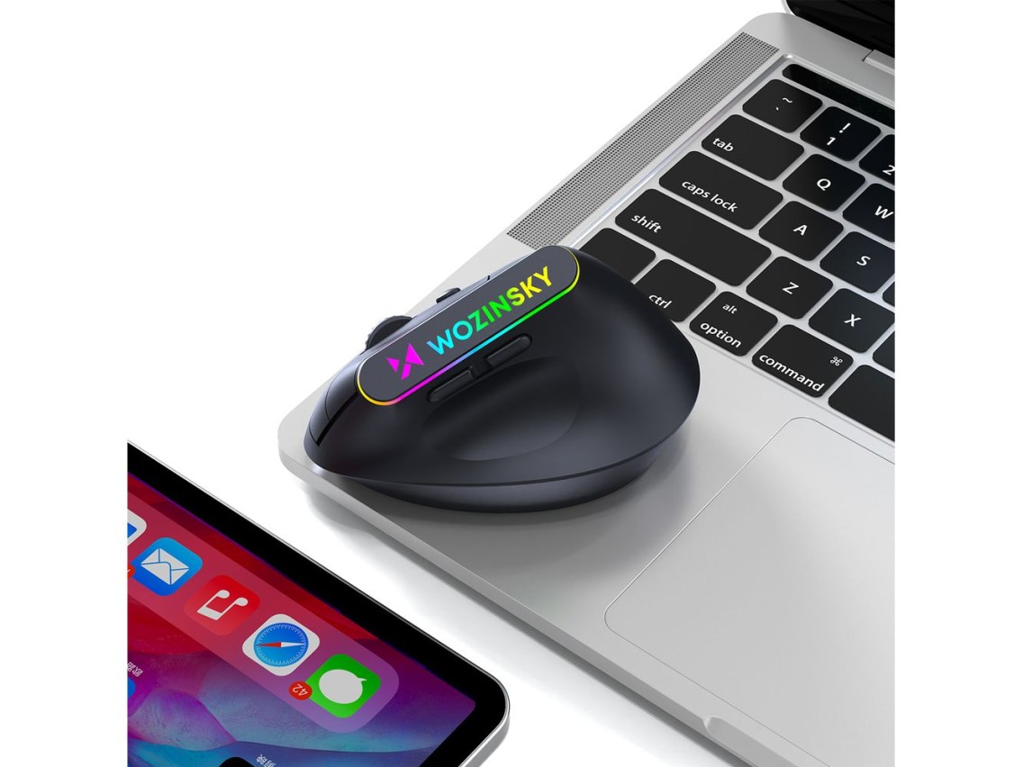 Wozinsky WMG-1164 Wireless Vertical Ergonomic Gaming Mouse 3600 DPI with RGB Backlight - Black