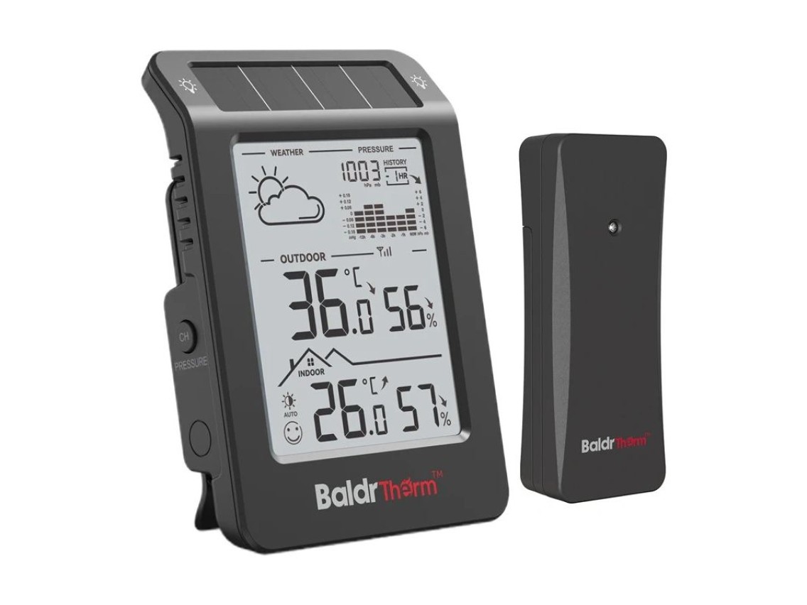 Estação Meteorológica Solar BALDRTHERM B0596WT2H2P-V1 (Preta)