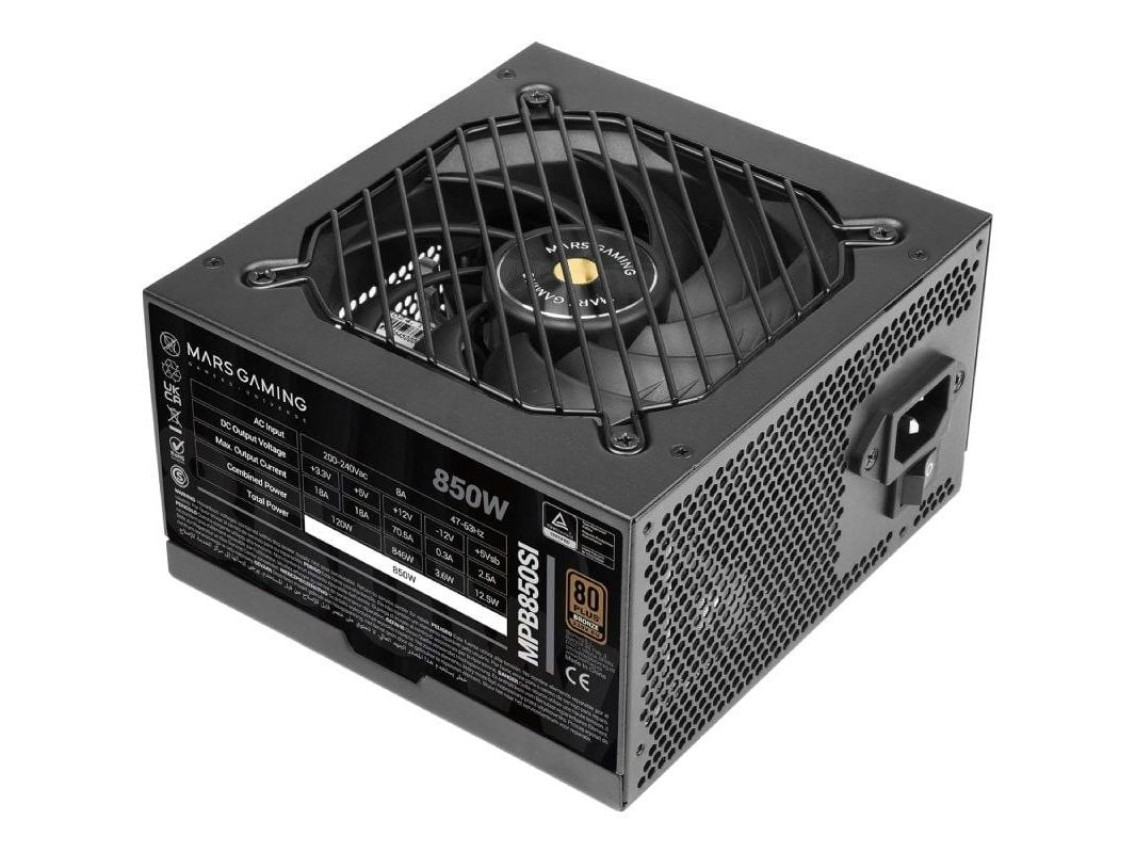 Fonte de alimentação Mars Gaming MPB850SI / 850W / Ventoinha de 12cm / Certificação 80 Plus Bronze