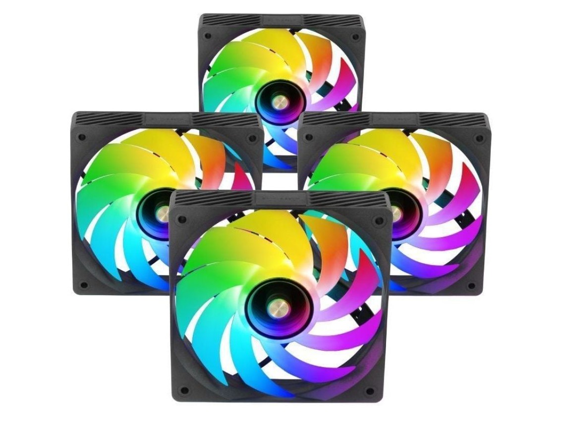 Kit com 4 ventoinhas Mars Gaming MF-SI4KIT de 12 cm + hub + controle remoto/ARGB