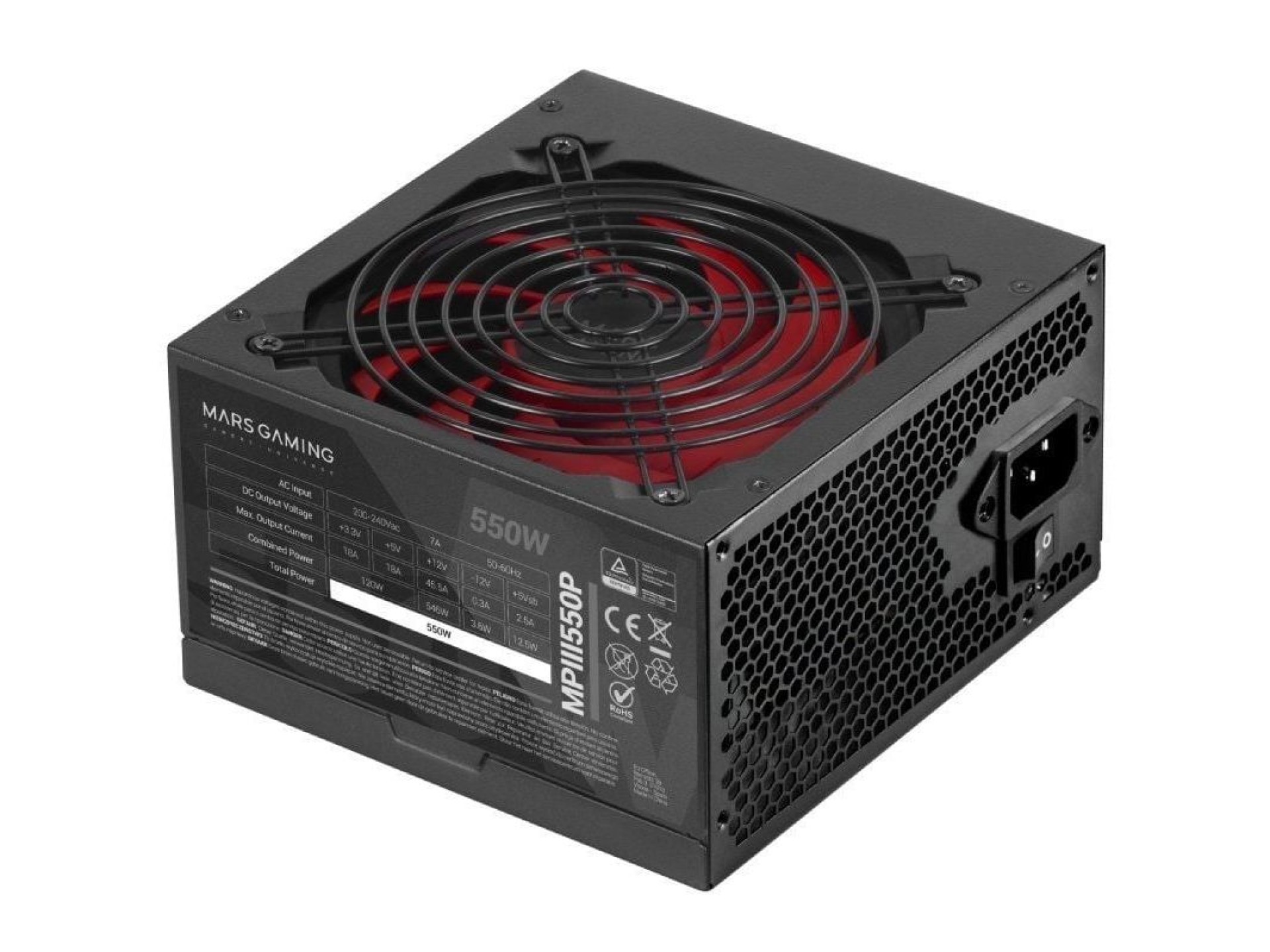 Fonte de alimentação Mars Gaming MPIII550P / 550W / Ventoinha de 12cm