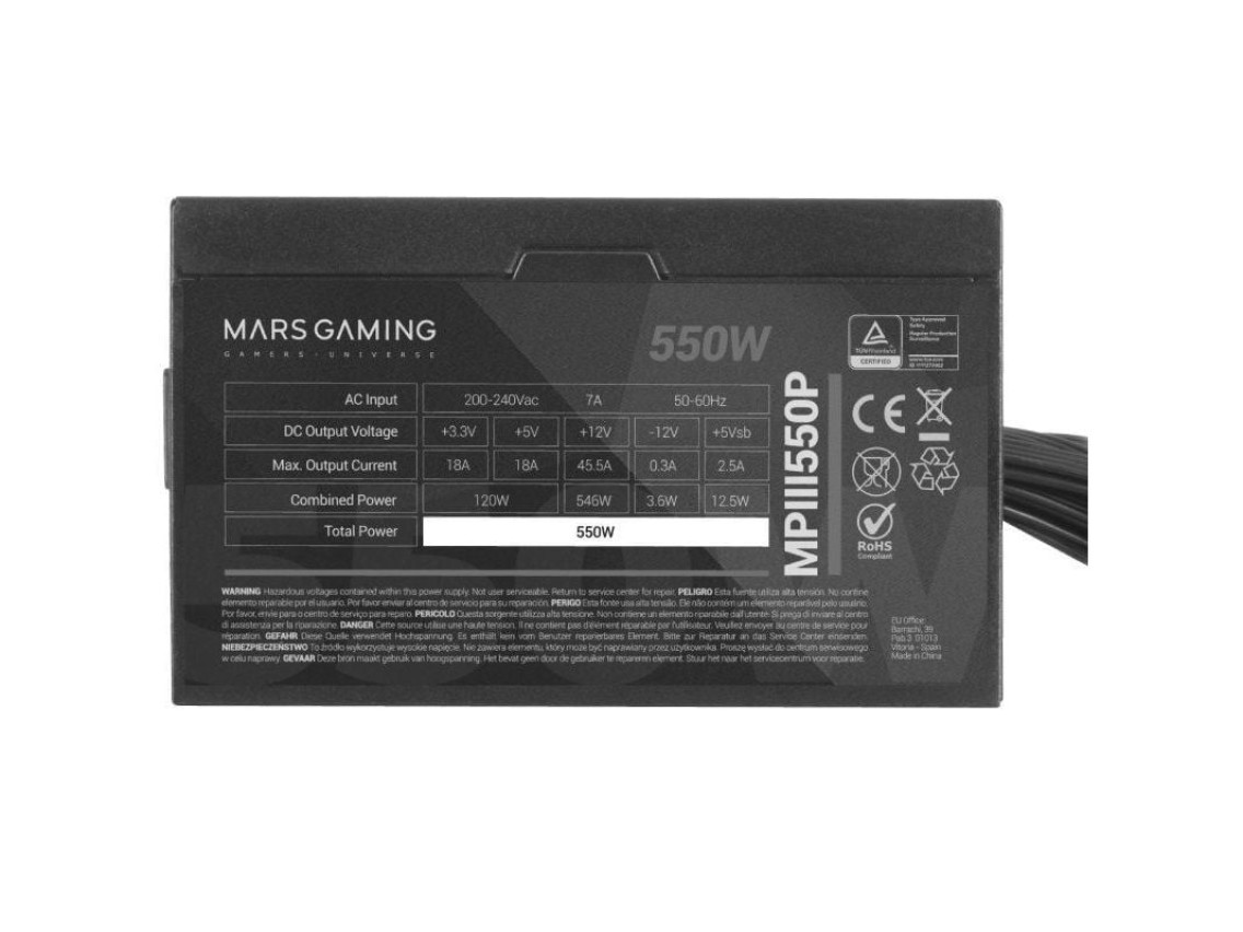 Fonte de alimentação Mars Gaming MPIII550P / 550W / Ventoinha de 12cm