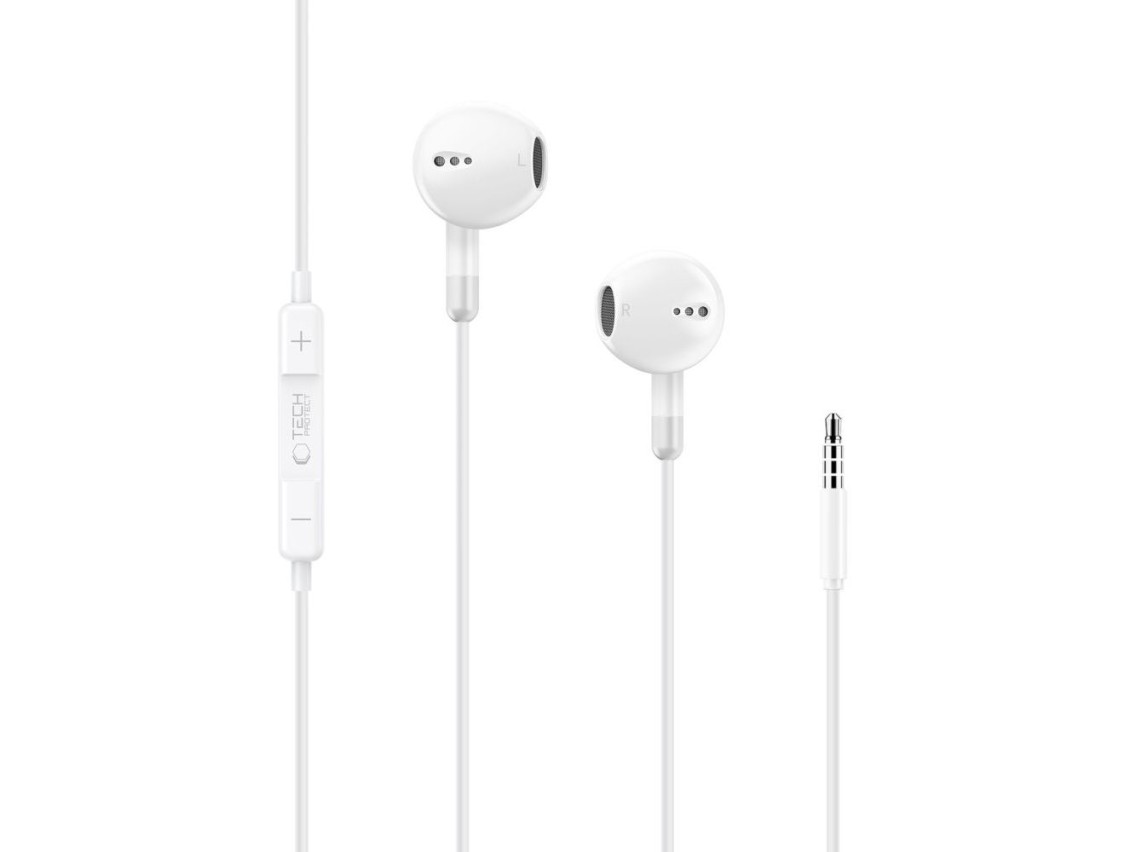 Auriculares con cable Tech-Protect Ultraboost Core G4 con conector mini - Blanco
