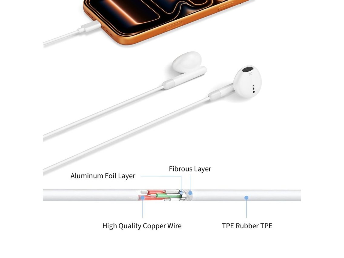 Auriculares con cable USB-C Tech-Protect Ultraboost Core G4 - Blanco