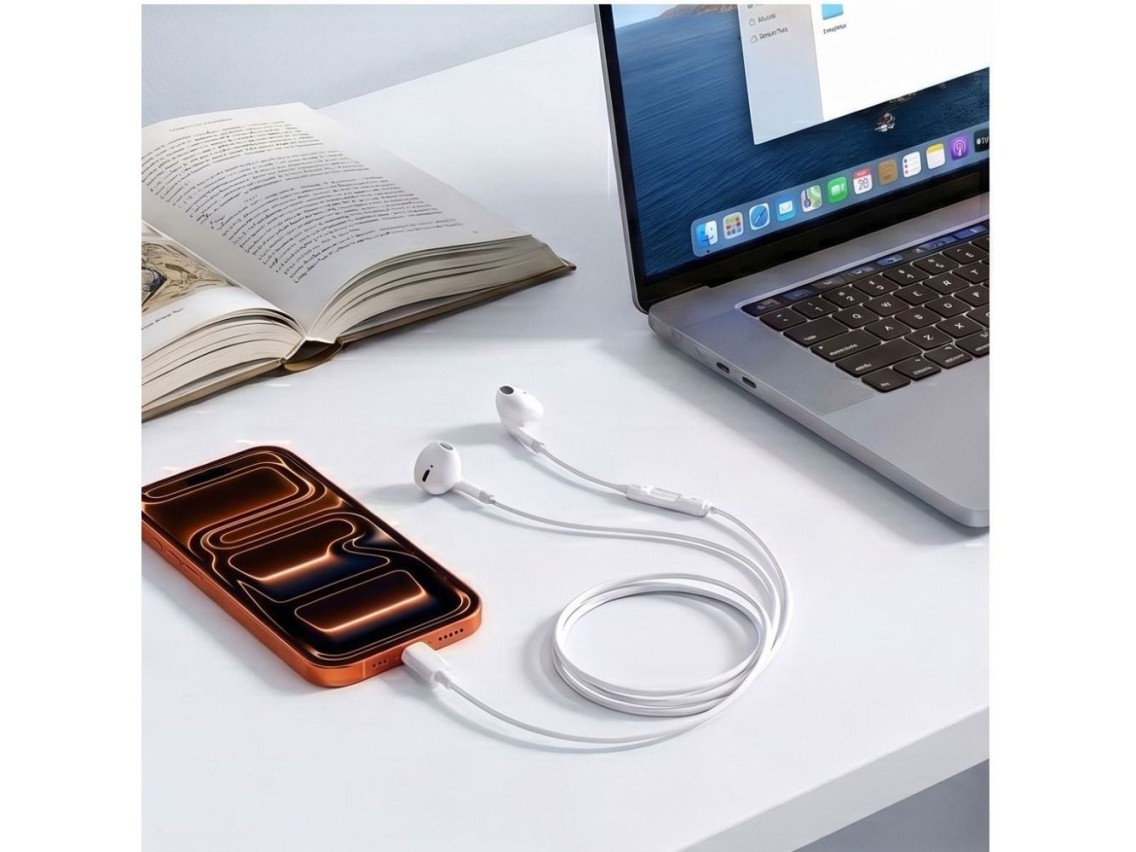 Auriculares con cable USB-C Tech-Protect Ultraboost Core G4 - Blanco
