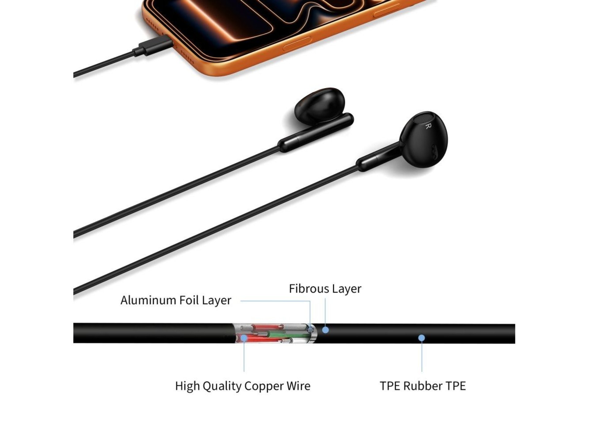Auriculares con cable Tech-Protect Ultraboost Core G4 con conector mini - Negro