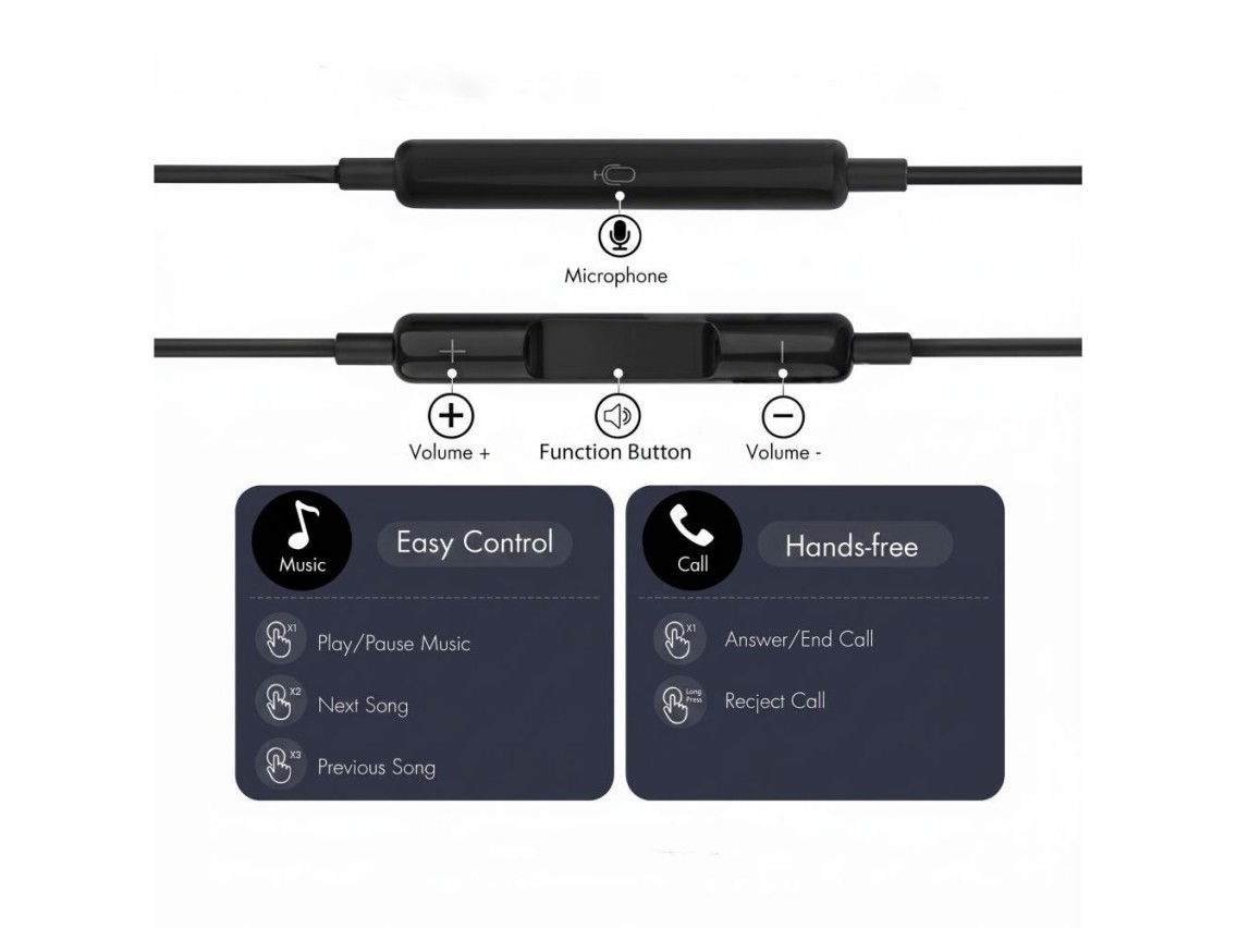 Auriculares con cable Tech-Protect Ultraboost Core G4 con conector mini - Negro