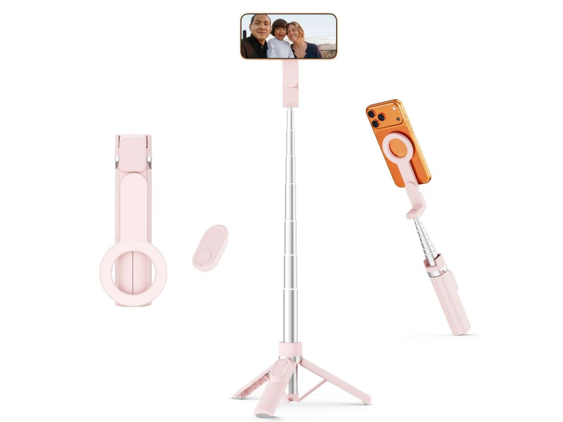 Bastão de selfie Bluetooth Tech-Protect L11S MagSafe - Rosa