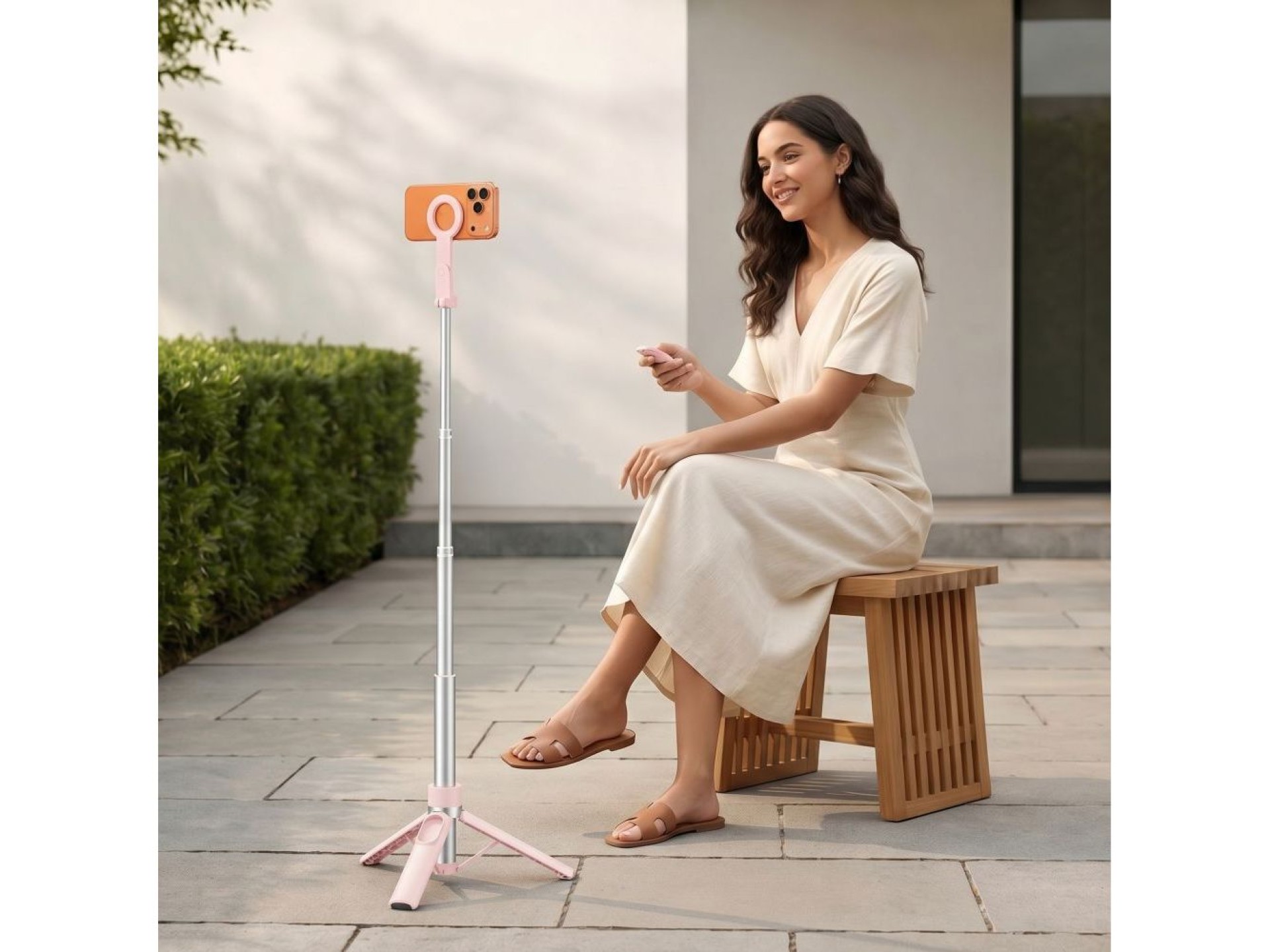 Bastão de selfie Bluetooth Tech-Protect L11S MagSafe - Rosa