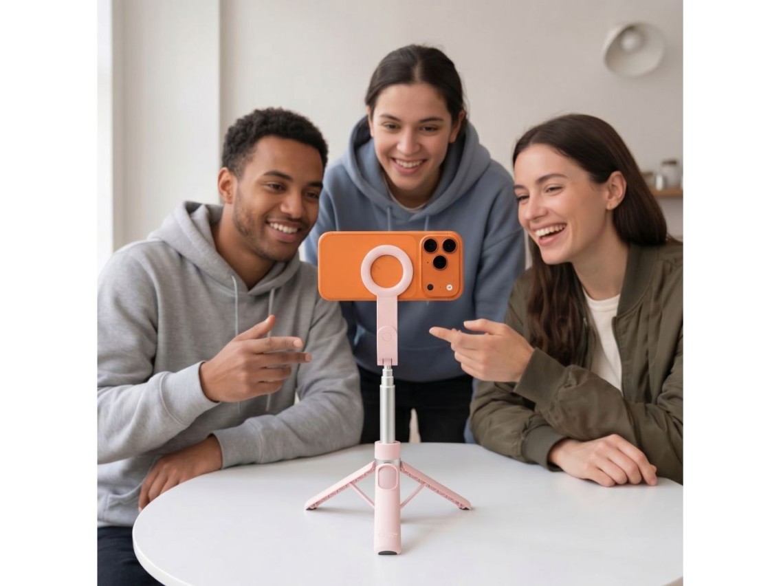 Bastão de selfie Bluetooth Tech-Protect L11S MagSafe - Rosa