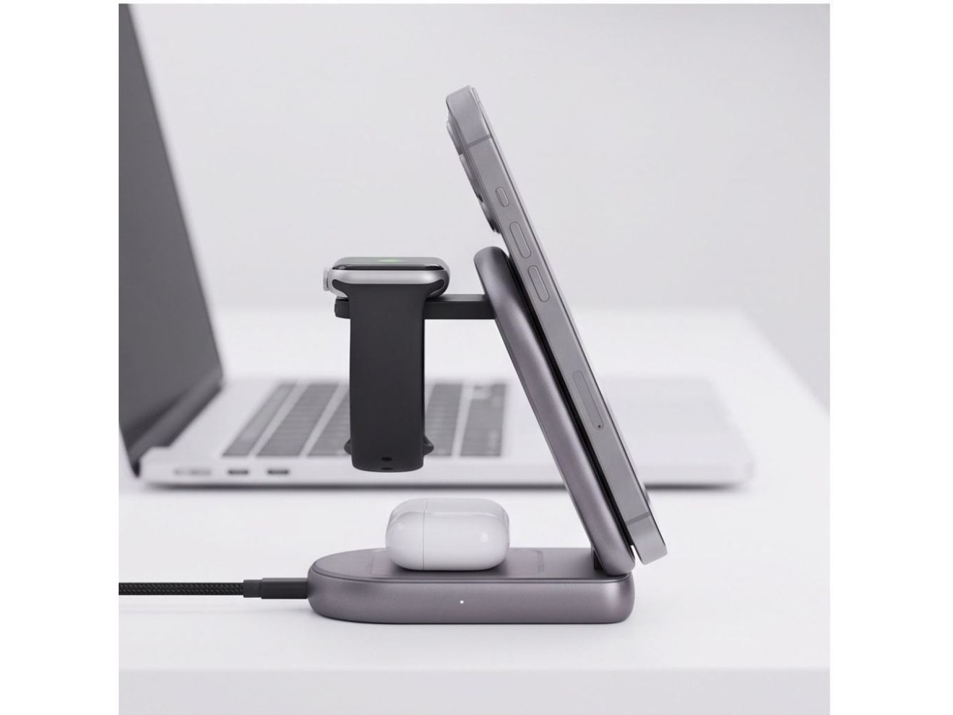 Carregador sem fio Tech-Protect A53 3 em 1 MagSafe 25W QI2.2 - Cinza escuro