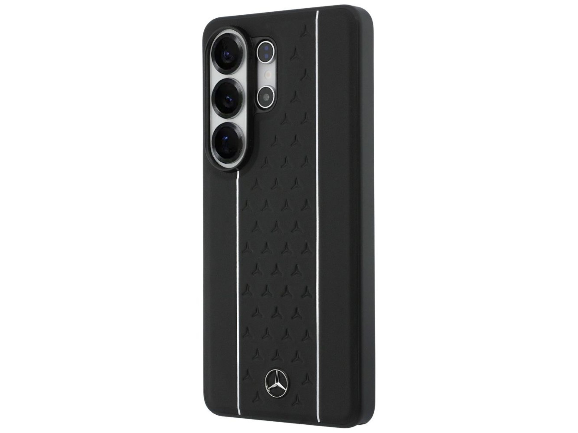 Capa MagSafe Mercedes Laurel Leaves com Listras Verticais para Samsung Galaxy S26 Ultra - Preto e Br