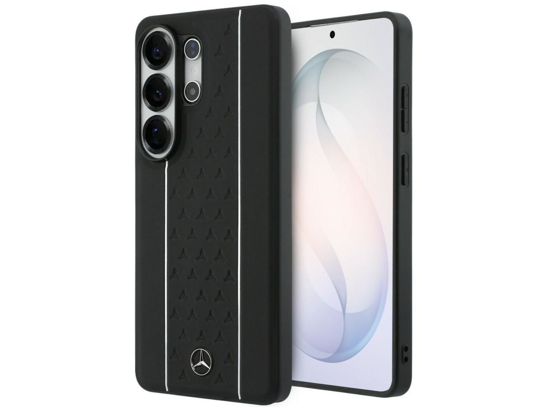 Capa MagSafe Mercedes Laurel Leaves com Listras Verticais para Samsung Galaxy S26 Ultra - Preto e Br