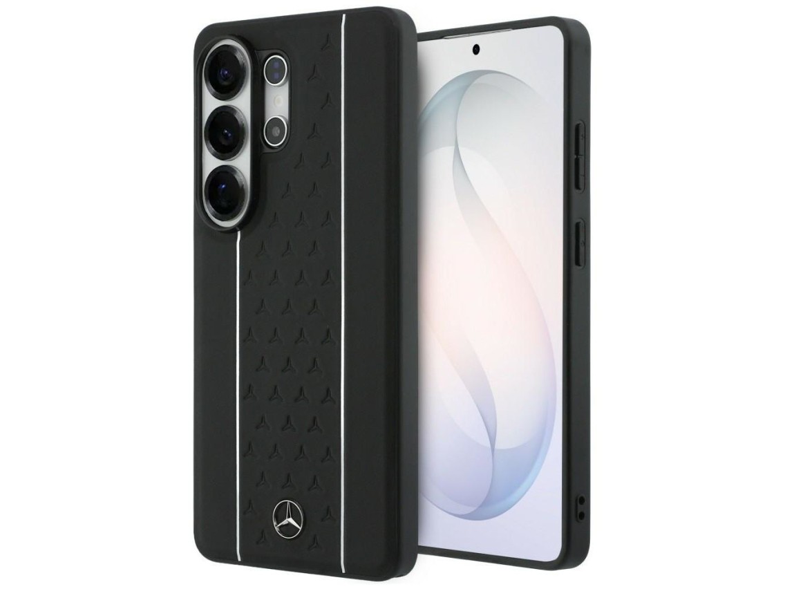 Capa MagSafe Mercedes Laurel Leaves com Listras Verticais para Samsung Galaxy S26 Ultra - Preto e Br