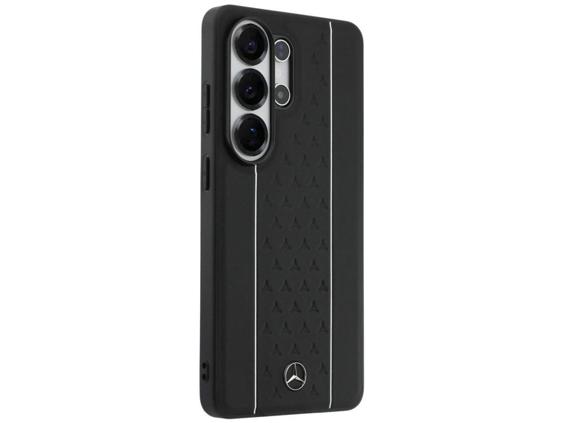 Capa MagSafe Mercedes Laurel Leaves com Listras Verticais para Samsung Galaxy S26 Ultra - Preto e Br