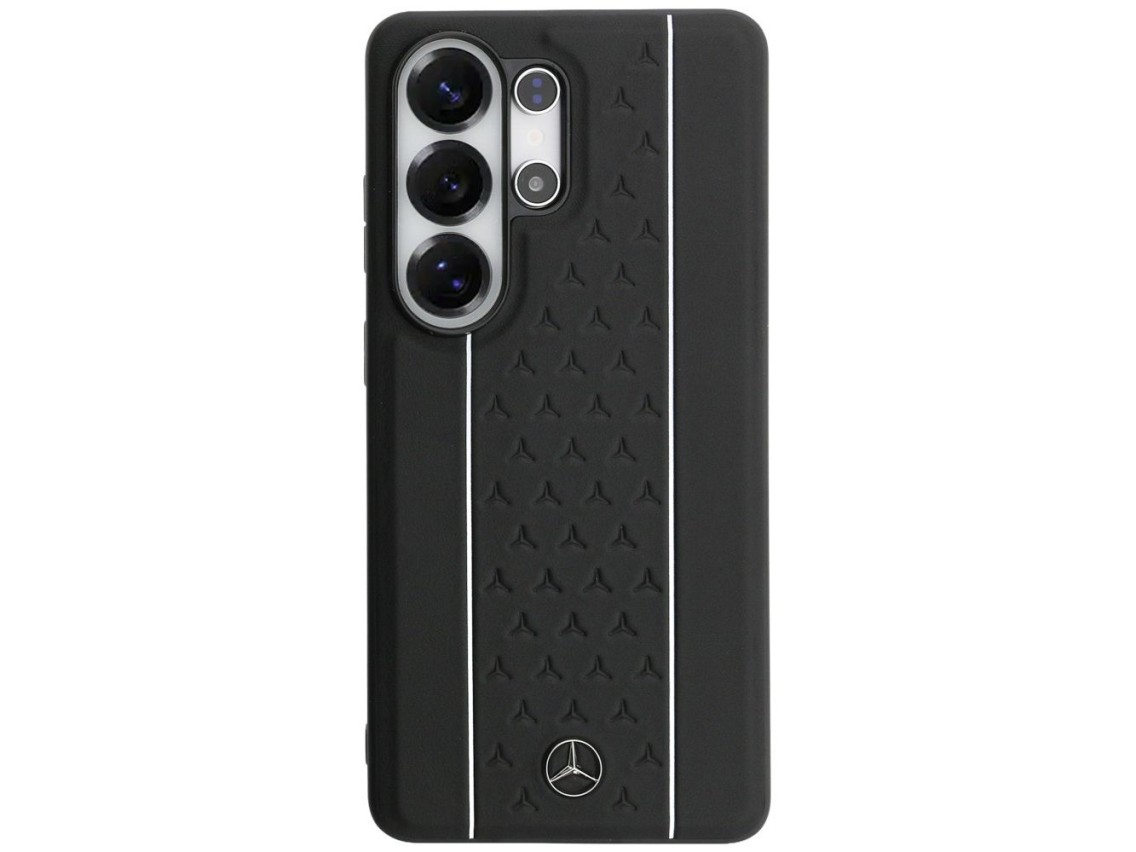 Capa MagSafe Mercedes Laurel Leaves com Listras Verticais para Samsung Galaxy S26 Ultra - Preto e Br