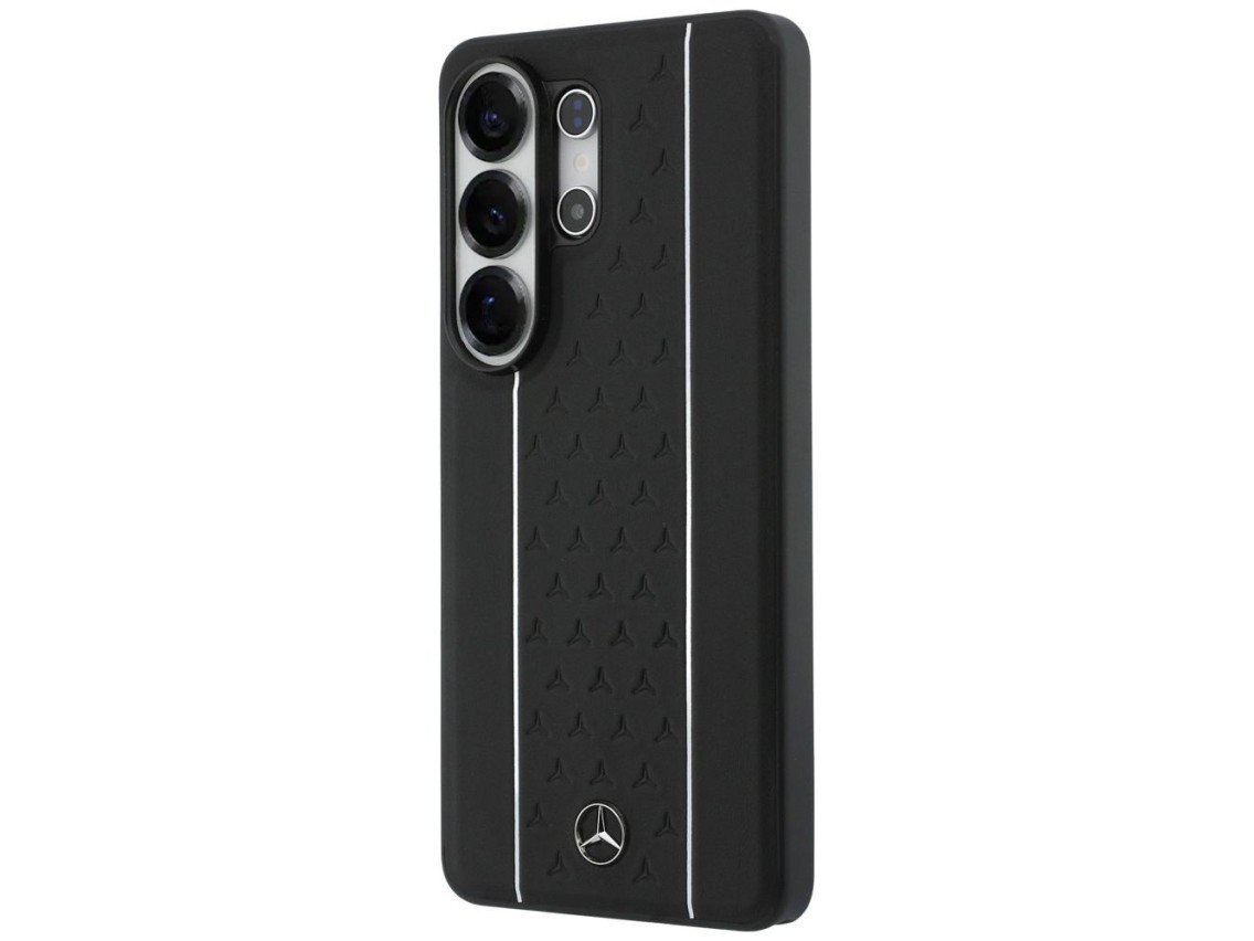 Capa MagSafe Mercedes Laurel Leaves com Listras Verticais para Samsung Galaxy S26 Ultra - Preto e Br