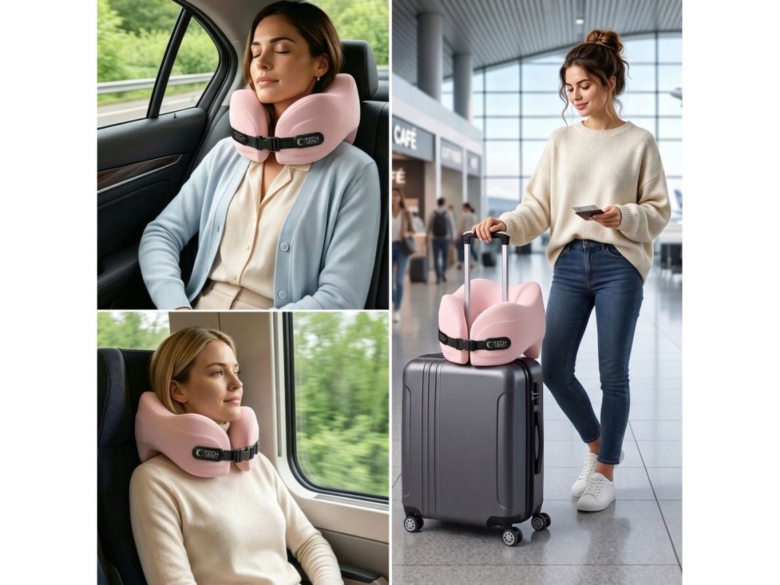 Travesseiro de viagem Tech-Protect ComfortRest - Rosa