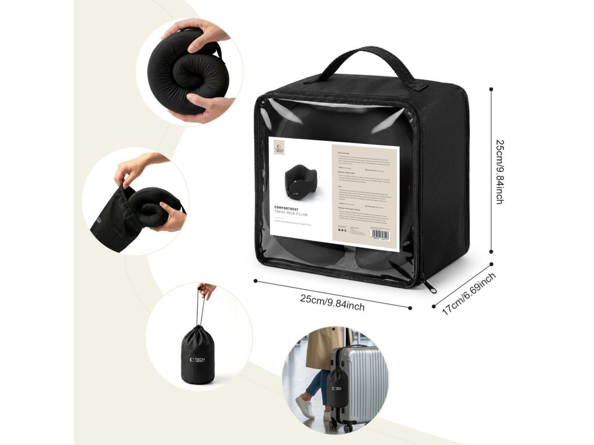 Almohada de viaje Tech-Protect ComfortRest - Negra
