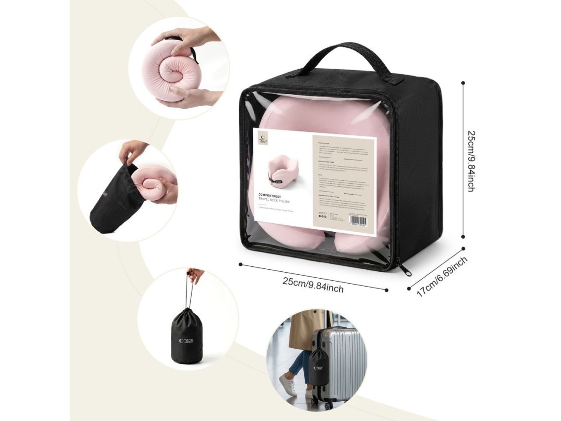 Travesseiro de viagem Tech-Protect ComfortRest - Rosa