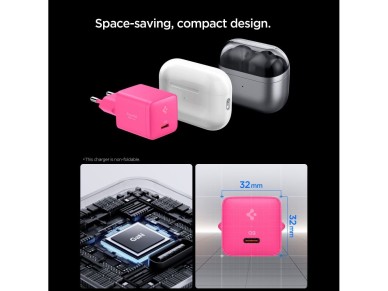 Carregador de parede Spigen Essential EE301EU de 30 W com 1 porta - Rosa