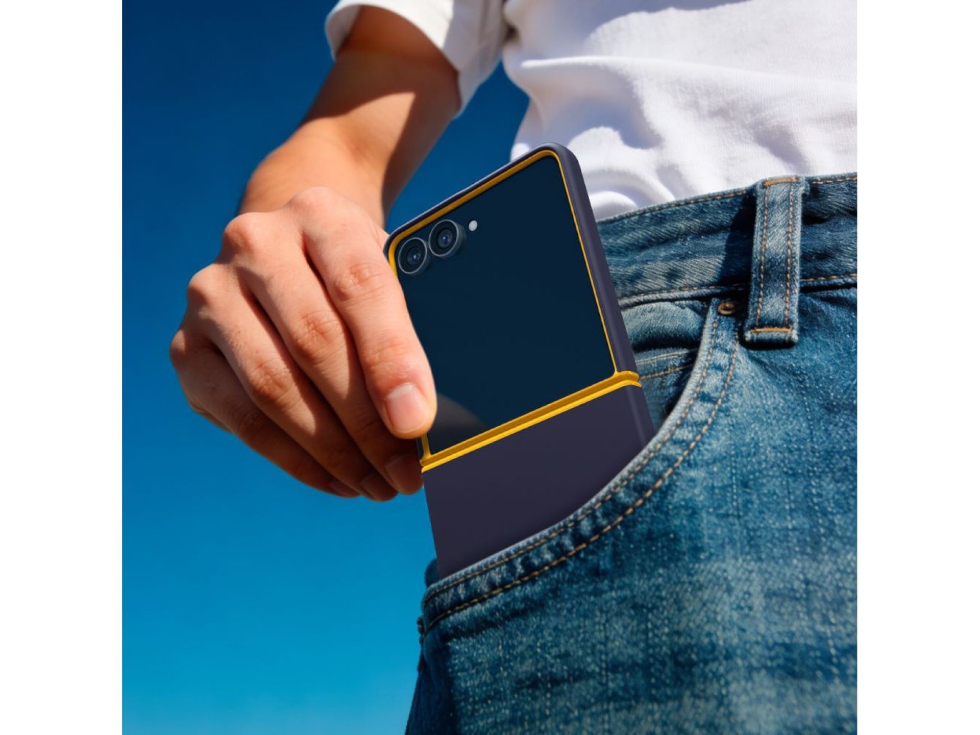Spigen Nano Pop MagSafe Case for Samsung Galaxy Z Flip 8 - Navy Blue and Yellow