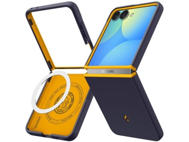 Spigen Nano Pop MagSafe Case for Samsung Galaxy Z Flip 8 - Navy Blue and Yellow Spigen Nano Pop MagSafe Case for Samsung Galaxy Z Flip 8 - Navy Blue and Yellow