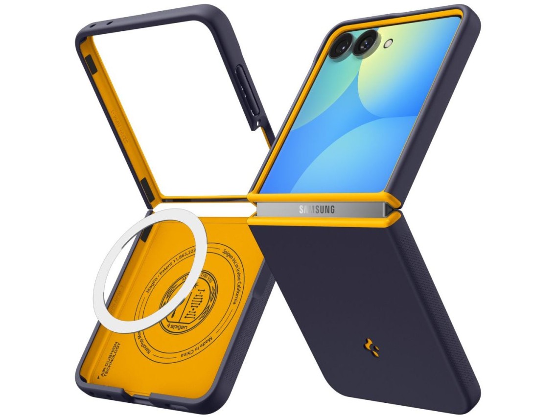 Spigen Nano Pop MagSafe Case for Samsung Galaxy Z Flip 8 - Navy Blue and Yellow