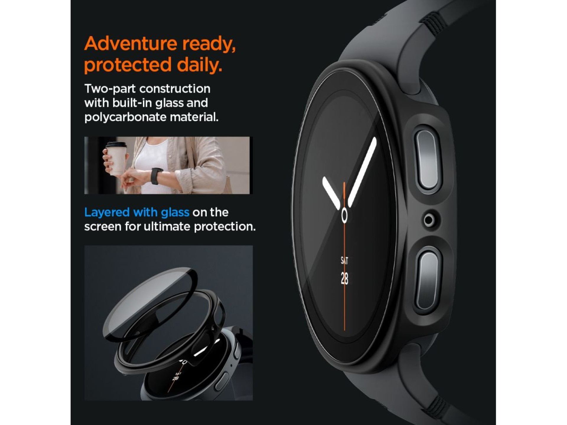 Funda Spigen Thin Fit 360 para Samsung Galaxy Watch de 40 mm - Negra