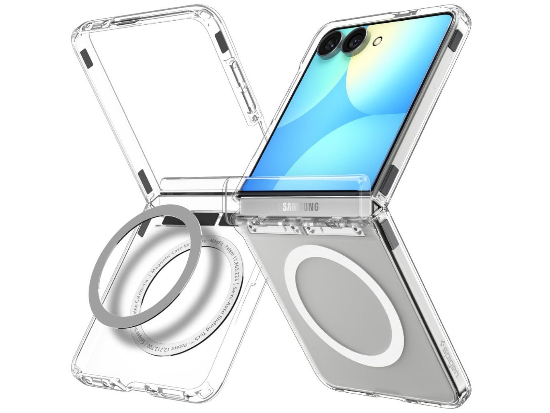 Spigen Ultra Hybrid Pro MagSafe Case for Samsung Galaxy Z Flip 8 - Clear and White