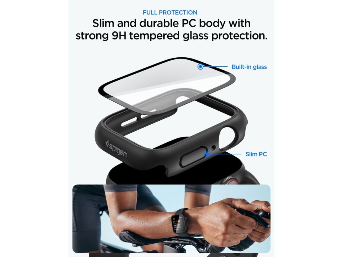 Spigen Thin Fit 360 Case for Apple Watch 44mm - Black