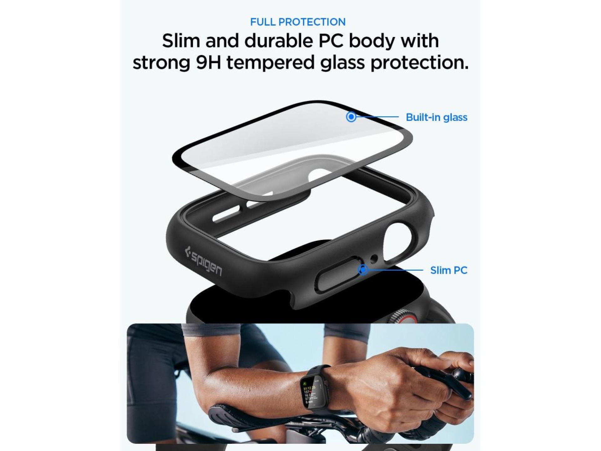 Capa Spigen Thin Fit 360 para Apple Watch 44mm - Preta