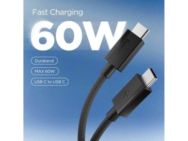 Cable USB-C Spigen Essential EB6015CC de 60 W y 150 cm - Negro Cable USB-C Spigen Essential EB6015CC de 60 W y 150 cm - Negro