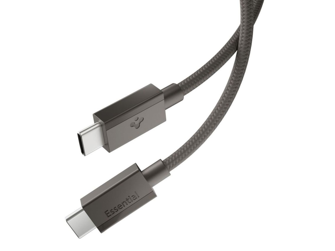 Cabo USB-C Spigen Essential EB6015CC 60W 150 cm - Cinza Escuro