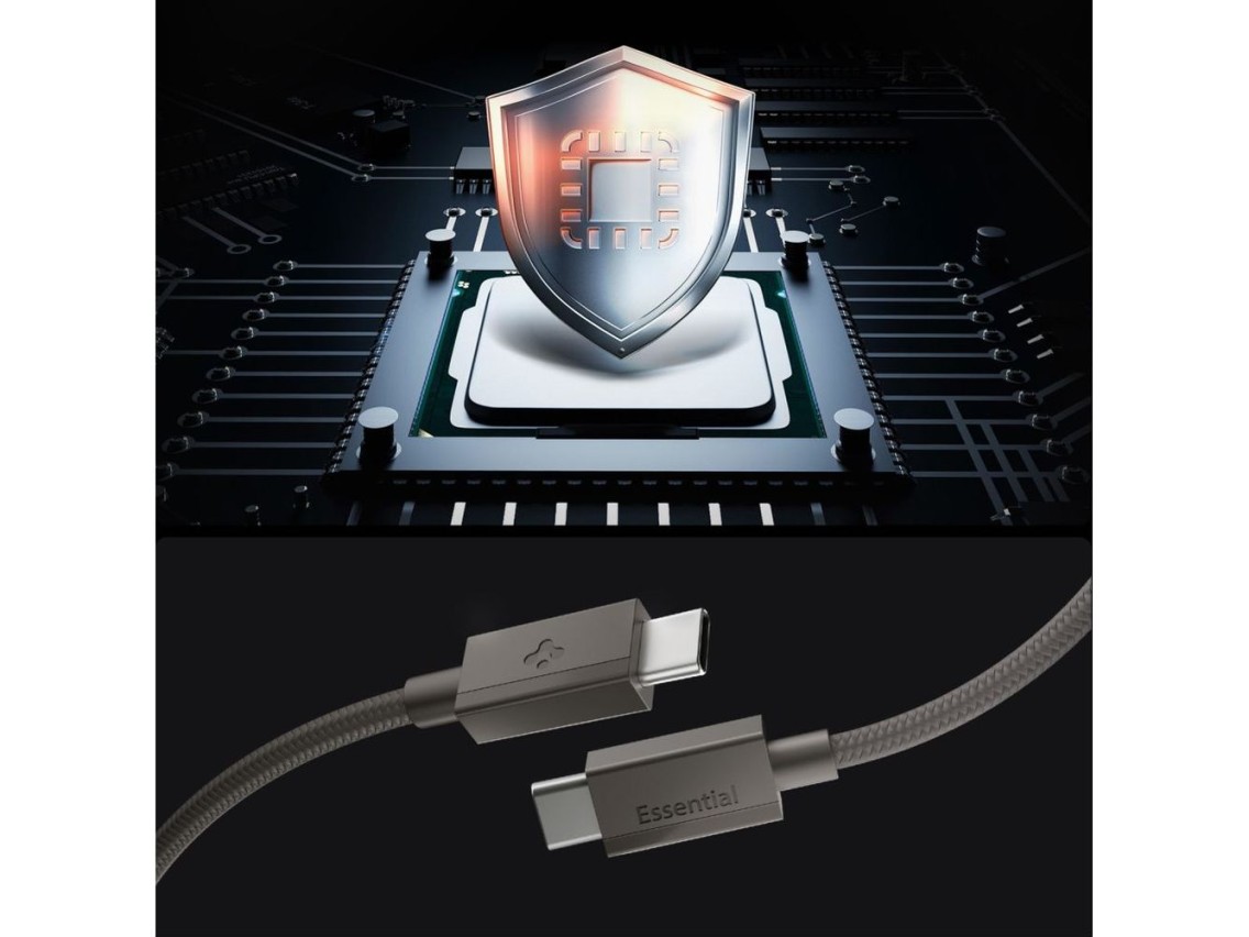 Cabo USB-C Spigen Essential EB6015CC 60W 150 cm - Cinza Escuro