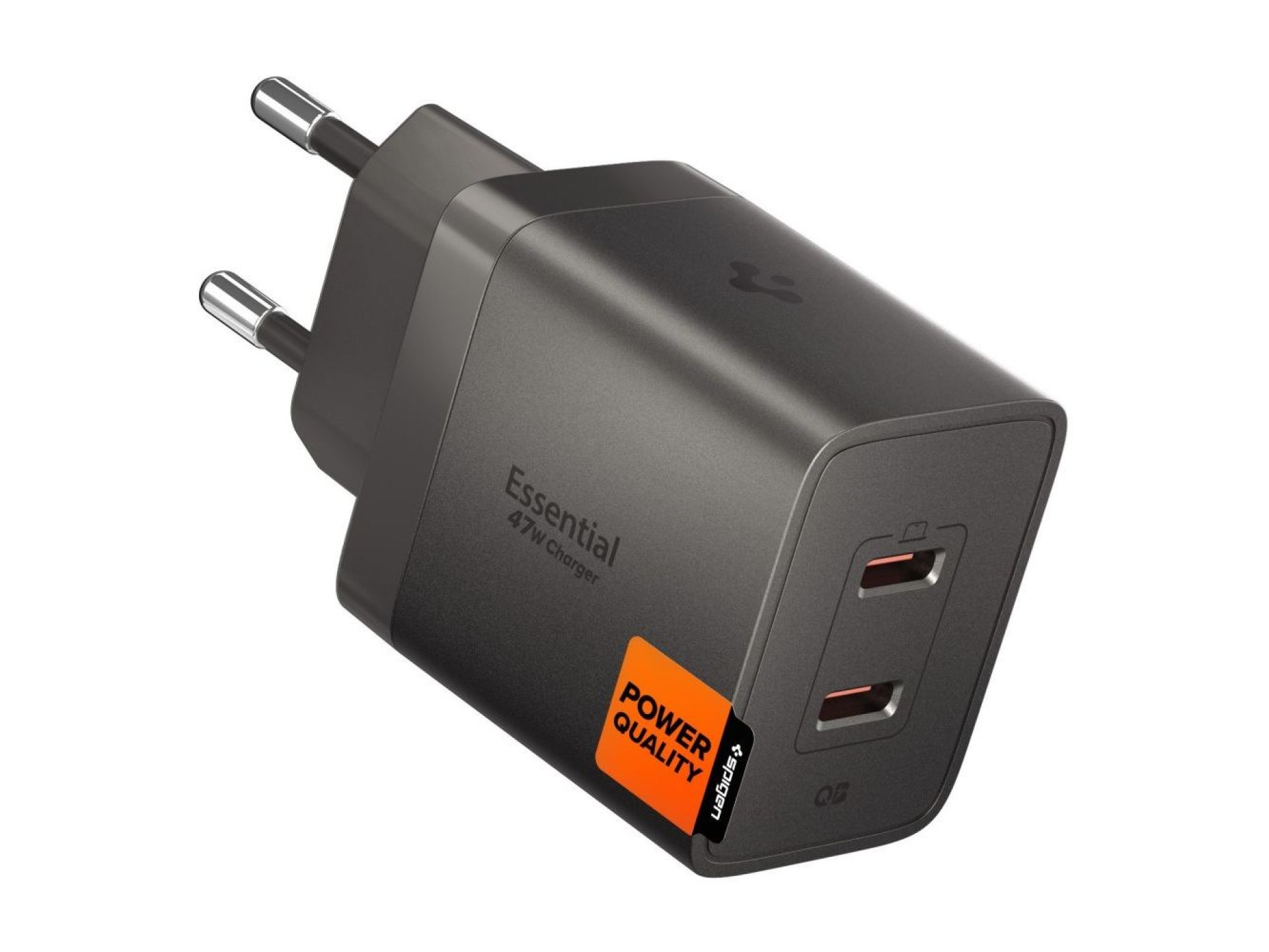 Cargador de pared Spigen Essential EE472EU-GAN de 2 puertos y 47 W - Gris oscuro
