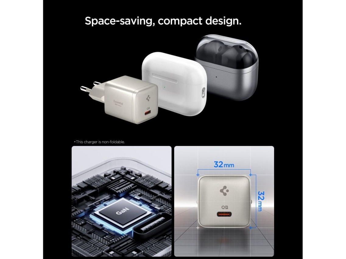Cargador de pared Spigen Essential EE301EU de 1 puerto y 30 W - Titanio