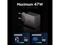 Spigen Essential EE472EU-GAN 2-Port 47W Wall Charger - Dark Gray Spigen Essential EE472EU-GAN 2-Port 47W Wall Charger - Dark Gray