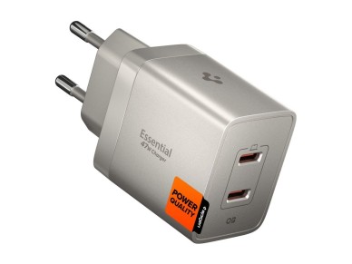 Spigen Essential EE472EU-GAN 2-Port 47W Wall Charger - Titanium Spigen Essential EE472EU-GAN 2-Port 47W Wall Charger - Titanium