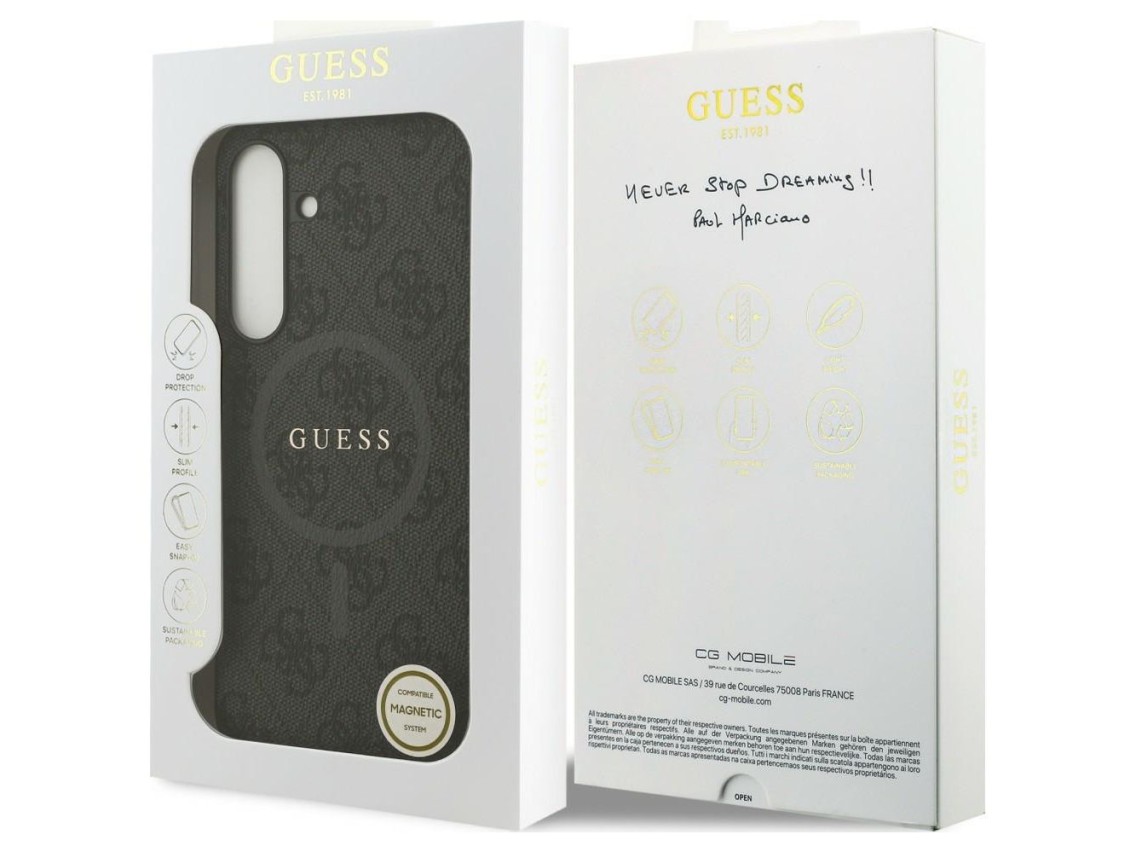 Capa Guess 4G Ring Classic Logo MagSafe para Samsung Galaxy S25 FE - preta