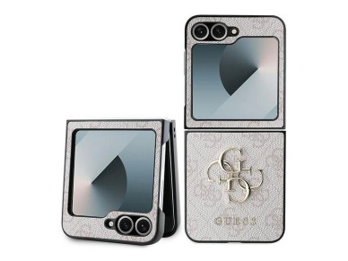 Capa Guess em couro com logo met�lico 4G para Samsung Galaxy Z Flip 6 - Rosa
