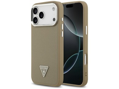 Guess Grained Triangle Logo MagSafe case for iPhone 17 Pro Max - brown Guess Grained Triangle Logo MagSafe case for iPhone 17 Pro Max - brown