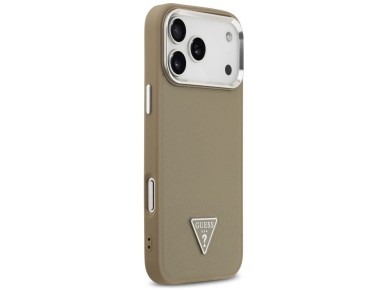 Guess Grained Triangle Logo MagSafe case for iPhone 17 Pro Max - brown Guess Grained Triangle Logo MagSafe case for iPhone 17 Pro Max - brown