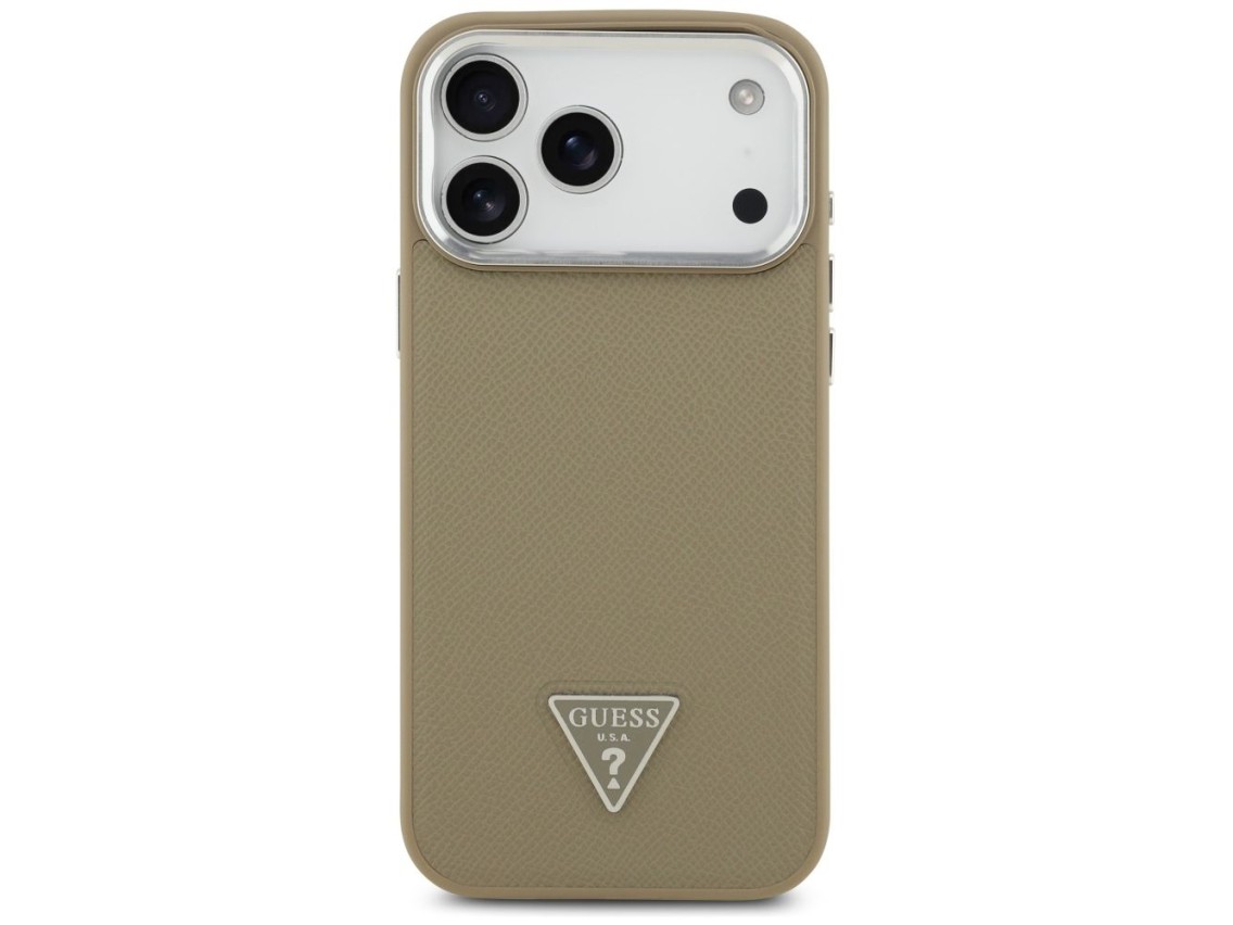 Guess Grained Triangle Logo MagSafe case for iPhone 17 Pro Max - brown
