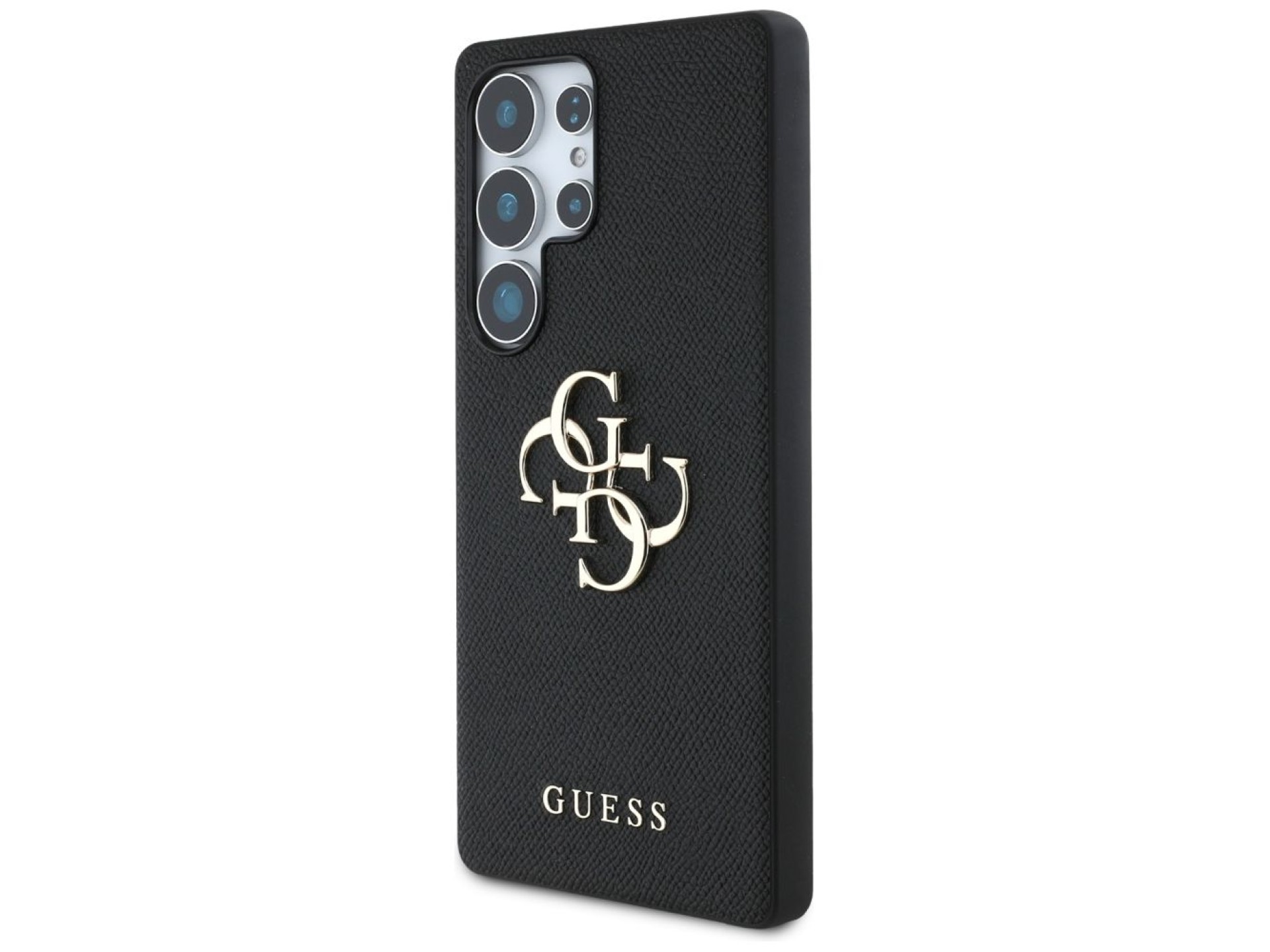 Capa Guess Granulada com Logo 4G Grande e Logo Clássico Pequeno para Samsung Galaxy S25 Ultra preta