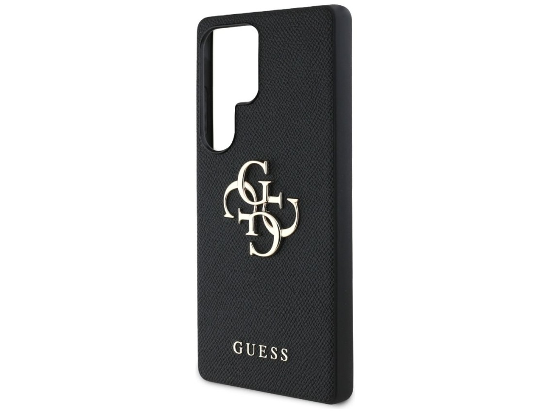 Capa Guess Granulada com Logo 4G Grande e Logo Cl�ssico Pequeno para Samsung Galaxy S25 Ultra preta